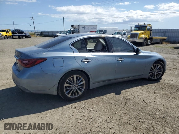 2019 Infiniti Q50 Luxe z VIN JN1EV7APXKM517090, wystawiony jako Copart lot #56740215 z przebiegiem 69 702 mil mil oraz Szkoda całkowita • Salvage title. Historia ofert i sprzedaży dostępna na DreamBid. Obrazek 3.