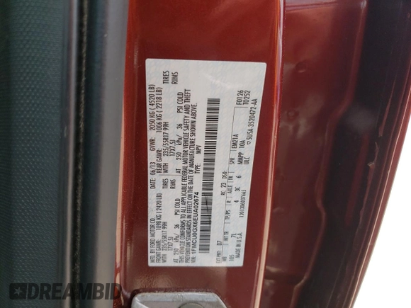 2014 Ford Escape SE z VIN 1FMCU0GX6EUA02674, wystawiony jako Copart lot #57833695 z przebiegiem 61 872 mil mil oraz Szkoda całkowita • Salvage title. Historia ofert i sprzedaży dostępna na DreamBid. Obrazek 13.