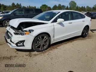 2019 Ford Fusion Titanium with VIN 3FA6P0K91KR237347, listed as a Copart auction lot 55770735 with 103,088 mi miles and Salvage title. Bid and sale history available at DreamBid. Image 1.