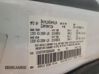 2006 Dodge Grand Caravan SE with VIN 1D4GP24R76B666609, listed as a Copart auction lot 47386405 with 188,242 mi miles and Salvage Title. Bid and sale history available at DreamBid. Image 15.