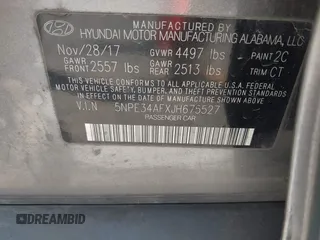 2018 Hyundai Sonata Sport with VIN 5NPE34AFXJH675527, listed as a IAAI auction lot 41996427 with 127,757 mi miles and . Bid and sale history available at carsss.com. Image 9.