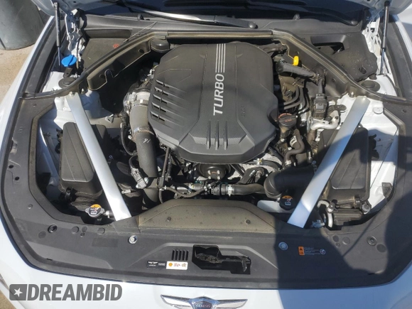 2022 Genesis G70 3.3T with VIN KMTG54TE8NU085587, listed as a Copart auction lot 57897535 with 23,785 mi miles and Salvage title. Bid and sale history available at DreamBid. Image 11.