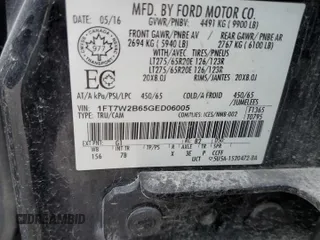 2016 Ford F-250 Lariat с VIN 1FT7W2B65GED06005, выставлен на аукционе Copart как лот 57446045 с пробегом Не указан миль и Списание • Salvage title. История ставок и продаж доступна на DreamBid. Изображение 12.