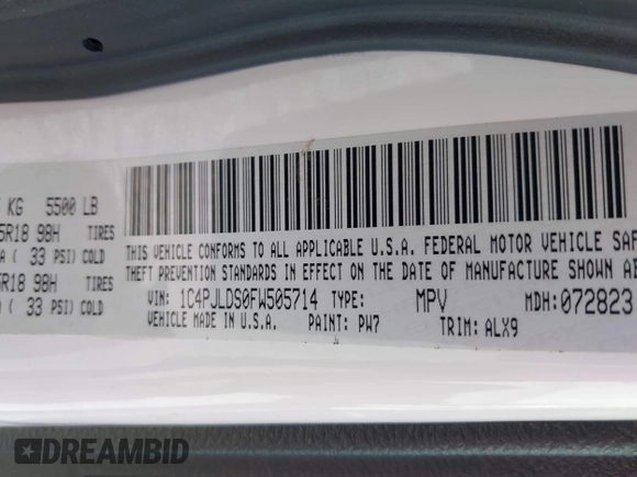 2015 Jeep Cherokee Limited with VIN 1C4PJLDS0FW505714, listed as a IAAI auction lot 42051526 with 82,804 mi miles and . Bid and sale history available at DreamBid. Image 9.