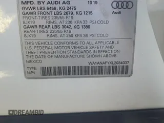 2020 Audi Q5 Premium with VIN WA1ANAFYXL2034037, listed as a Copart auction lot 63627825 with 33,874 mi miles and Salvage title. Bid and sale history available at DreamBid. Image 13.