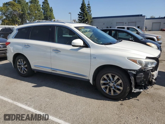 2015 Infiniti QX60 with VIN 5N1AL0MN9FC547224, listed as a Copart auction lot 46501015 with 101,359 mi miles and Salvage Title. Bid and sale history available at carsss.com. Image 4.