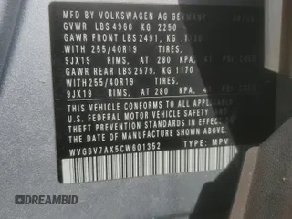 2012 Volkswagen Tiguan S with VIN WVGBV7AX5CW601352, listed as a Copart auction lot 48768155 with 161,632 mi miles and Salvage Title. Bid and sale history available at DreamBid. Image 13.