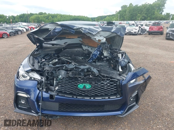 2024 Infiniti Q50 Red Sport 400 with VIN JN1FV7DR3RM680708, listed as a IAAI auction lot 42105449 with 2,681 mi miles and . Bid and sale history available at DreamBid. Image 11.