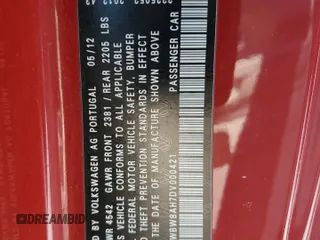 2013 Volkswagen Eos Komfort with VIN WVWBW8AH7DV000421, listed as a Copart auction lot 51988795 with 102,155 mi miles and Salvage Title. Bid and sale history available at DreamBid. Image 13.