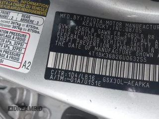 2006 Toyota Avalon XL with VIN 4T1BK36B26U063255, listed as a IAAI auction lot 42191701 with 91,860 mi miles and . Bid and sale history available at carsss.com. Image 9.