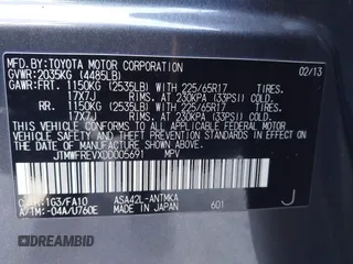 2013 Toyota RAV4 XLE с VIN JTMWFREVXDD005691, выставлен на аукционе IAAI как лот 42377134 с пробегом 64 964 миль миль и . История ставок и продаж доступна на DreamBid. Изображение 9.