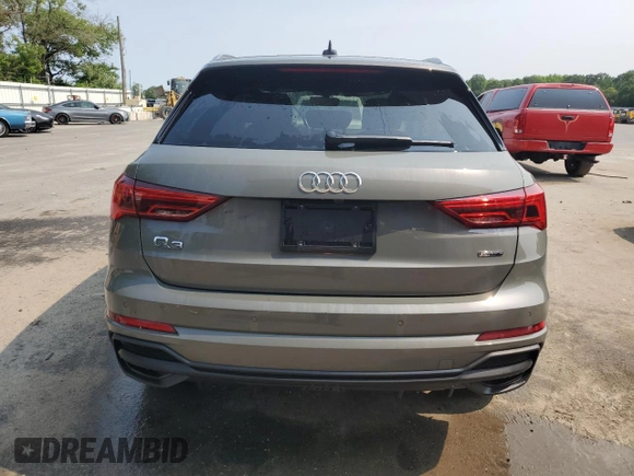 2024 Audi Q3 S line Premium with VIN WA1DECF33R1130720, listed as a Copart auction lot 59292025 with 15,949 mi miles and Salvage title. Bid and sale history available at DreamBid. Image 6.