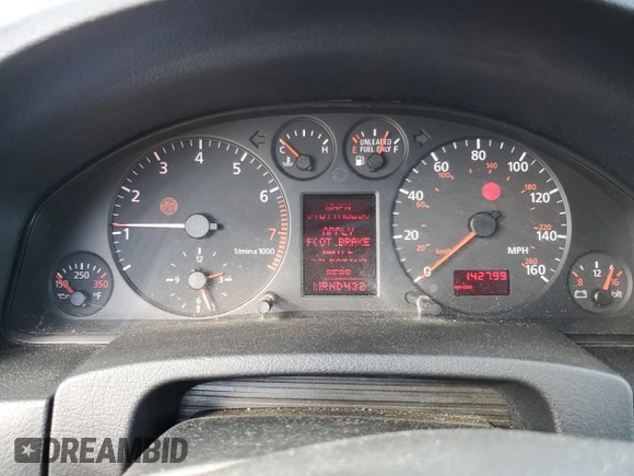 1998 Audi A6 with VIN WAUBA24B4WN161778, listed as a Copart auction lot 47308585 with 142,799 mi miles and Salvage Title. Bid and sale history available at carsss.com. Image 9.