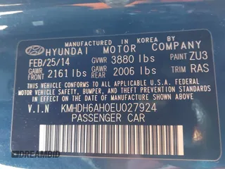 2014 Hyundai Elantra z VIN KMHDH6AH0EU027924, wystawiony jako IAAI lot #41646158 z przebiegiem 39 213 mil mil oraz . Historia ofert i sprzedaży dostępna na DreamBid. Obrazek 9.