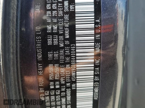 2011 Subaru Tribeca Touring с VIN 4S4WX9GD8B4400463, выставлен на аукционе Copart как лот 54907815 с пробегом 225 021 миль миль и Чистый • Clean title. История ставок и продаж доступна на DreamBid. Изображение 13.