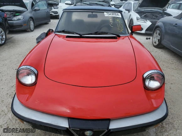 1984 Alfa Romeo Alfa Romeo Veloce with VIN ZARBA5414E1020264, listed as a Copart auction lot 75438954 with 0 mi miles and Non Repairable. Bid and sale history available at carsss.com. Image 5.