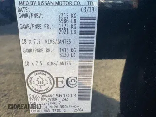 2019 Infiniti QX60 Luxe z VIN 5N1DL0MM4KC561014, wystawiony jako Copart lot #43478125 z przebiegiem 177 089 mil mil oraz Szkody całkowita. Historia ofert i sprzedaży dostępna na DreamBid. Obrazek 15.