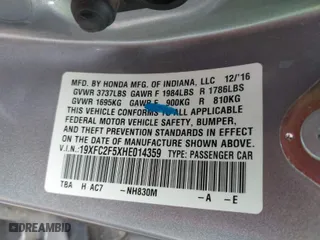 2017 Honda Civic Sedan LX with VIN 19XFC2F5XHE014359, listed as a IAAI auction lot 41722187 with 85,285 mi miles. Bid and sale history available at carsss.com. Image 9.