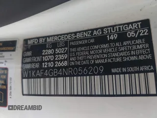 2022 Mercedes-Benz C 300 z VIN W1KAF4GB4NR056209, wystawiony jako IAAI lot #42111449 z przebiegiem 21 545 mil mil oraz . Historia ofert i sprzedaży dostępna na DreamBid. Obrazek 9.