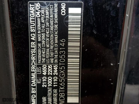 2005 Mercedes-Benz CLK-Class 3.2L with VIN WDBTK65GX5T053146, listed as a Copart auction lot 53357484 with 113,440 mi miles and Salvage Title. Bid and sale history available at carsss.com. Image 12.