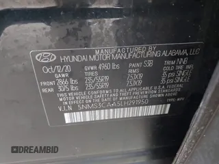 2020 Hyundai Santa Fe SEL with VIN 5NMS3CAA5LH291950, listed as a IAAI auction lot 40971801 with 1 mi miles. Bid and sale history available at carsss.com. Image 9.