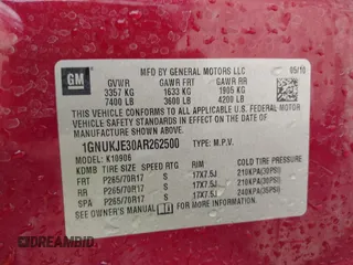 2010 Chevrolet Suburban LT z VIN 1GNUKJE30AR262500, wystawiony jako IAAI lot #42082813 z przebiegiem 270 431 mil mil oraz . Historia ofert i sprzedaży dostępna na DreamBid. Obrazek 9.