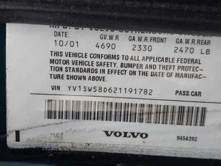 2002 Volvo V70 with VIN YV1SW58D621191782, listed as a IAAI auction lot 41736536 with 216,247 mi miles and . Bid and sale history available at DreamBid. Image 9.