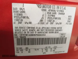 1998 Ford Ranger XL with VIN 1FTYR14X8WPB00353, listed as a IAAI auction lot 41709225 with 218,871 mi miles. Bid and sale history available at carsss.com. Image 9.