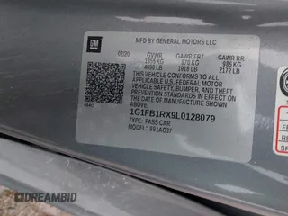 2020 Chevrolet Camaro 1LT z VIN 1G1FB1RX9L0128079, wystawiony jako IAAI lot #41173693 z przebiegiem 88 846 mil mil oraz . Historia ofert i sprzedaży dostępna na DreamBid. Obrazek 9.