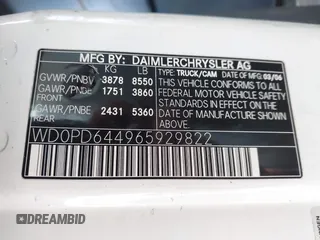 2006 Dodge Sprinter with VIN WD0PD644965929822, listed as a IAAI auction lot 41612248 with Not Provided miles and . Bid and sale history available at DreamBid. Image 9.