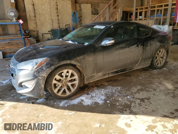 2015 Hyundai Genesis Coupe R-Spec with VIN KMHHU6KJ0FU124296, listed as a Copart auction lot 46195435 with 148,714 mi miles and Salvage title. Bid and sale history available at DreamBid. Image 1.