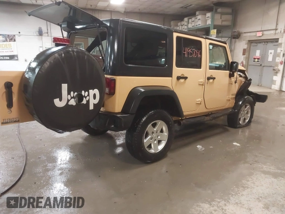 2014 Jeep Wrangler Unlimited Sport with VIN 1C4BJWDG2EL134143, listed as a IAAI auction lot 41957046 with 151,529 mi miles and . Bid and sale history available at DreamBid. Image 4.