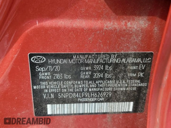 2020 Hyundai Elantra SEL z VIN 5NPD84LF9LH626929, wystawiony jako Copart lot #58802895 z przebiegiem 80 256 mil mil oraz Nie do naprawy • Non repairable. Historia ofert i sprzedaży dostępna na DreamBid. Obrazek 13.