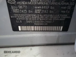 2011 Hyundai Sonata Limited with VIN 5NPEC4AB2BH296617, listed as a Copart auction lot 50751465 with 145,270 mi miles and Salvage Title. Bid and sale history available at DreamBid. Image 12.
