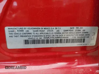 2010 Volkswagen Jetta Wolfsburg Edition with VIN 3VWRJ7AJXAM154666, listed as a Copart auction lot 60556875 with 149,509 mi miles and Salvage title. Bid and sale history available at DreamBid. Image 12.