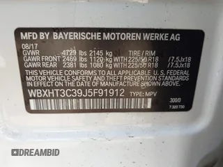 2018 BMW X1 xDrive28i with VIN WBXHT3C39J5F91912, listed as a IAAI auction lot 42099647 with 79,023 mi miles and . Bid and sale history available at DreamBid. Image 9.