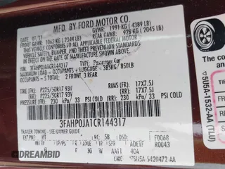 2012 Ford Fusion SEL with VIN 3FAHP0JA1CR144317, listed as a IAAI auction lot 42597920 with 124,277 mi miles and . Bid and sale history available at DreamBid. Image 9.