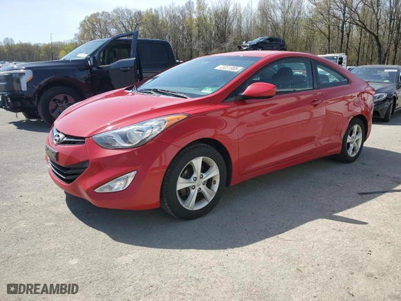 2013 Hyundai Elantra Coupe GS with VIN KMHDH6AE4DU003145, listed as a Copart auction lot 53051985 with 231,160 mi miles and Salvage Title. Bid and sale history available at carsss.com. Image 1.