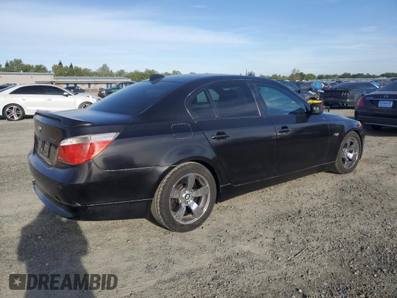 2005 BMW 5 Series 545i with VIN WBANB33565CN65980, listed as a Copart auction lot 52961975 with 143,772 mi miles and Salvage Title. Bid and sale history available at carsss.com. Image 3.