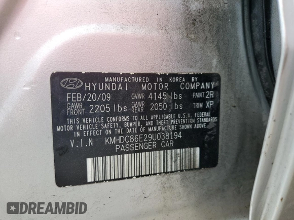2009 Hyundai Elantra Touring z VIN KMHDC86E29U038194, wystawiony jako Copart lot #57483375 z przebiegiem 218 337 mil mil oraz Szkoda całkowita • Salvage title. Historia ofert i sprzedaży dostępna na DreamBid. Obrazek 12.