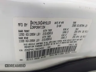 2005 Dodge Caravan SXT with VIN 2D4GP44L15R224531, listed as a IAAI auction lot 41590755 with 141,214 mi miles and . Bid and sale history available at DreamBid. Image 9.