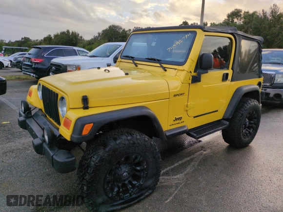 2003 Jeep Wrangler Sport with VIN 1J4FA49S93P373532, listed as a Copart auction lot 74595774 with 105,018 mi miles and Non Repairable. Bid and sale history available at carsss.com. Image 1.