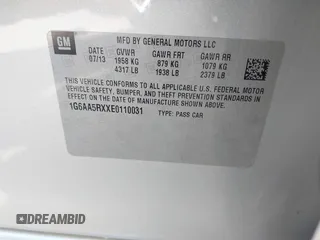2014 Cadillac ATS Standard RWD with VIN 1G6AA5RXXE0110031, listed as a IAAI auction lot 42100955 with 82,109 mi miles. Bid and sale history available at carsss.com. Image 9.