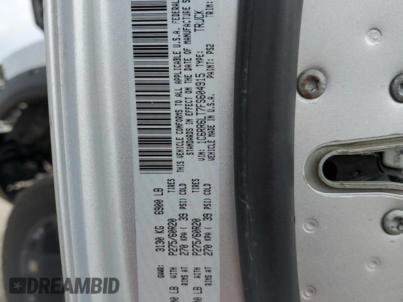 2015 Ram 1500 Lone Star with VIN 1C6RR6LT7FS604915, listed as a Copart auction lot 51241275 with 166,586 mi miles and Salvage title. Bid and sale history available at DreamBid. Image 16.