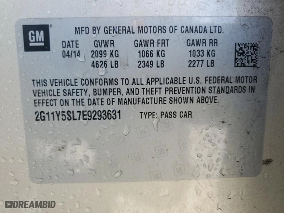 2014 Chevrolet Impala LS with VIN 2G11Y5SL7E9293631, listed as a Copart auction lot 50340665 with 155,931 mi miles and Clean Title. Bid and sale history available at carsss.com. Image 12.