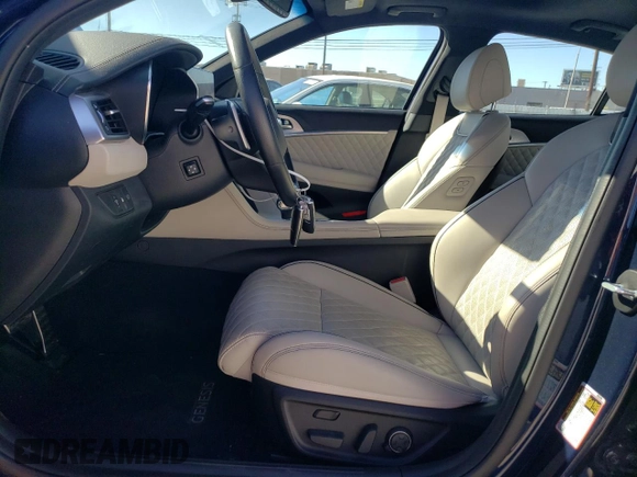 2023 Genesis G70 3.3T with VIN KMTG54TE2PU123852, listed as a Copart auction lot 77562964 with 10,890 mi miles and Salvage Title. Bid and sale history available at carsss.com. Image 7.