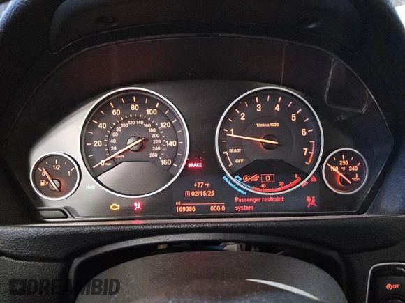 2015 BMW 3 Series 320i with VIN WBA3B1G58FNT07553, listed as a Copart auction lot 47805075 with 169,386 mi miles and Clean Title. Bid and sale history available at carsss.com. Image 9.