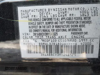 2021 Nissan Sentra SV with VIN 3N1AB8CV3MY248925, listed as a IAAI auction lot 41607669 with 58,093 mi miles and . Bid and sale history available at carsss.com. Image 9.