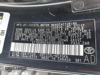 2017 Toyota Corolla L with VIN 2T1BURHE4HC843864, listed as a IAAI auction lot 42274808 with 106,371 mi miles and . Bid and sale history available at DreamBid. Image 9.