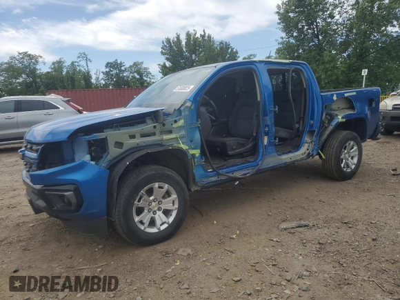 2021 Chevrolet Colorado 4WD LT with VIN 1GCGTCEN0M1298786, listed as a Copart auction lot 57600825 with 38,337 mi miles and Salvage title. Bid and sale history available at DreamBid. Image 1.